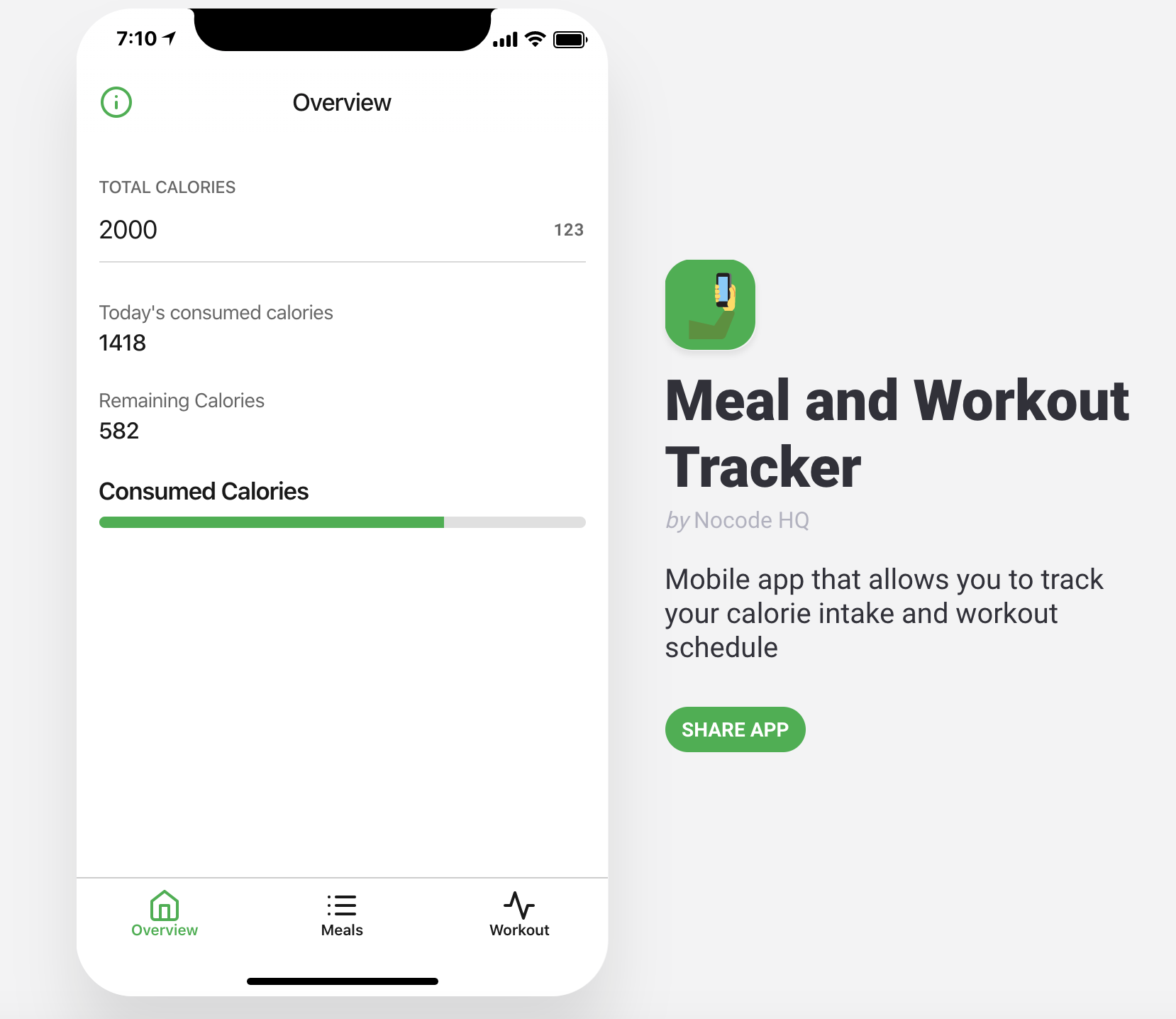 Meal and Workout tracking app